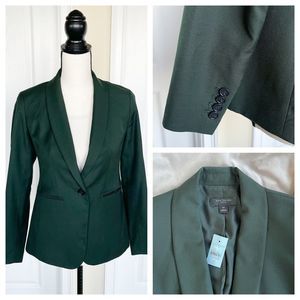 Ann Taylor 00P Petite Forest Green Single Button Suit Jacket Blazer